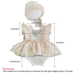 Yuehuam Newborn Photography Prop Girl Outfits Baby Lace Romper Hat Pillow Shoes Set Infant Photoshoot Skirt Clothes