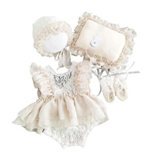 yuehuam newborn photography prop girl outfits baby lace romper hat pillow shoes set infant photoshoot skirt clothes