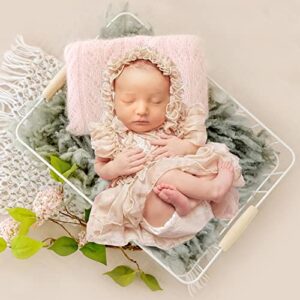 Yuehuam Newborn Photography Prop Girl Outfits Baby Lace Romper Hat Pillow Shoes Set Infant Photoshoot Skirt Clothes