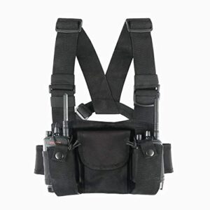 2 way radios harness chest case with front pouches and zipper bag for universal walkie talkies accessories