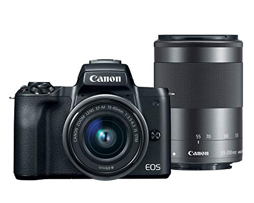 Canon EOS M50 Mirrorless Digital Camera with 15-45mm and 55-200mm Lens (Black) (Renewed)