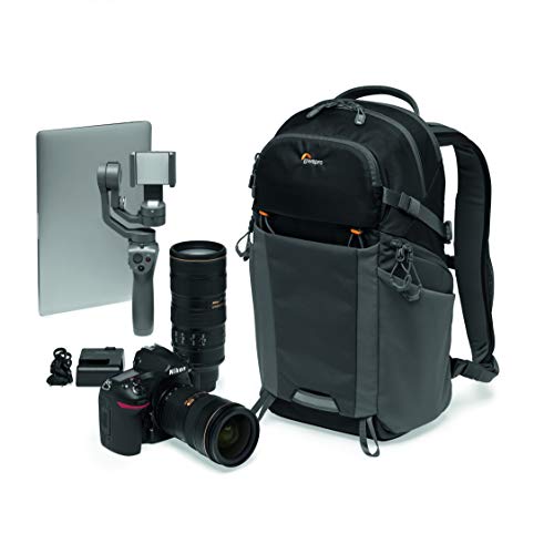 Lowepro LP37260-PWW Photo Active Outdoor Camera Backpack, QuickShelf Dividers, fits 12inch Laptop/2L Hydration, for Mirrorless, Sony, Canon, Nikon, Lenses, Gimbal, Drone, DJI, Osmo, Mavic, Black/Grey, BP200