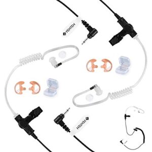 3.5mm 2 pack yehteh listen only earpiece, acoustic tube surveillance earphone, 3.5mm receive only headset compatible with two way radio, radio speaker mics jacks. (includes 2 pairs m size earmold).