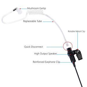 3.5mm 2 Pack YEHTEH Listen Only Earpiece, Acoustic Tube Surveillance Earphone, 3.5mm Receive only Headset Compatible with Two Way Radio, Radio Speaker Mics Jacks. (Includes 2 Pairs M Size Earmold).