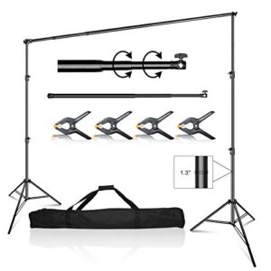 emart 10 x 10 ft photo video studio heavy duty adjustable backdrop support system kit, photography muslin background stand with carry bag