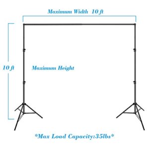 EMART 10 x 10 ft Photo Video Studio Heavy Duty Adjustable Backdrop Support System Kit, Photography Muslin Background Stand with Carry Bag