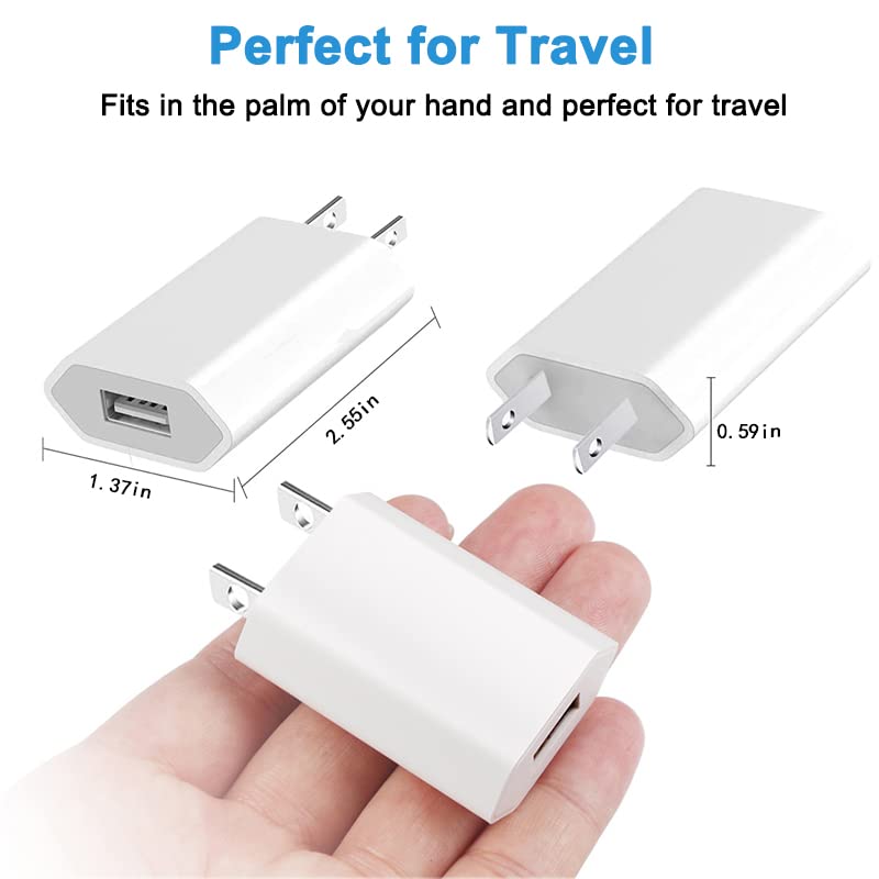 USB Wall Charger,Plug in Phone Charger,3 Pack 5V/1A Single Port USB Charging Block Adapter Travel USB Charger Compatible iPhone13/12/SE/11 Pro,Samsung Galaxy S21/S20 Ultra 5g,Note20/10/9, A72 A52,LG