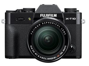 fujifilm x-t10 black mirrorless digital camera kit with xf 18-55mm f2.8-4.0 r lm ois lens – international version