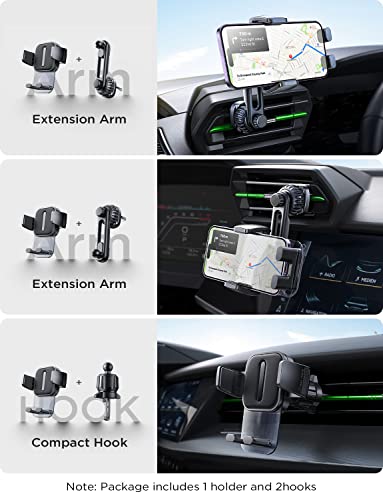 LISEN Vent Phone Mount for Car [Smooth Silicone Protection] Universal Car Vent Phone Holder Mount for Car with Newest Extension Clip for iPhone 14 13 12 11 X XR XS Pro Max Mini 8 7 6 Plus and More