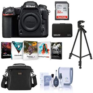 nikon d500 dx-format dslr body – bundle with 32gb sdhc card, holster bag, tripod, memory wallet, cleaning kit, pc software package