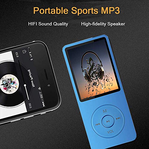 MP3 Player, Music Player with 16GB Micro SD Card, Build-in Speaker/Photo/Video Play/FM Radio/Voice Recorder/E-Book Reader, Supports up to 128GB