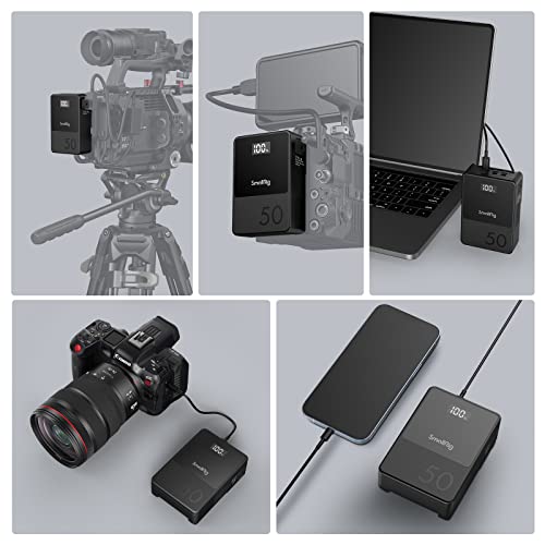 SmallRig V Mount Battery VB50, 3400mAh 50Wh 14.8V mini V-Mount Battery Support 45W PD USB-C Fast Charger, with D-TAP, USB-A, Dual DC Port, OLED Screen, for Camera, Camcorder, Monitor, Filmmaker - 3579