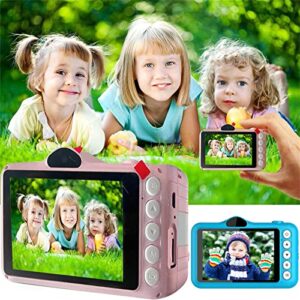 kids digital cameras, 2022 kids camera 3.5 inch screen rechargeable front and back dual lens 2mp for 3-10 years old gifts for kids, pink