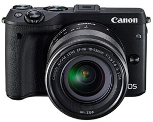 canon eos m3 mirrorless camera (black) with ef-m 18-55mm f/3.5-5.6 is stm lens – international version (no warranty)