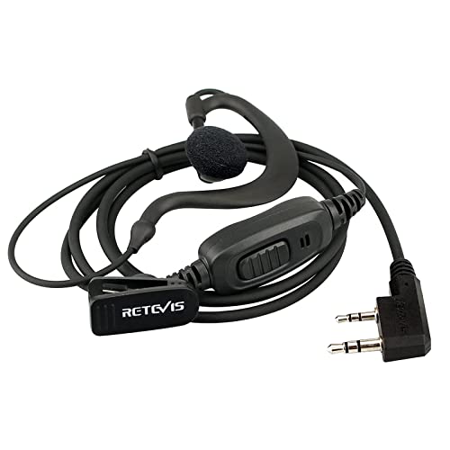 Retevis 2 Way Radio Earpiece 2 Pin C-Type Earhook Headset with Mic Compatible with Baofeng UV-5R BF-888S H-777 RT22 Arcshell AR-5 Walkie Talkies (2 Pack)