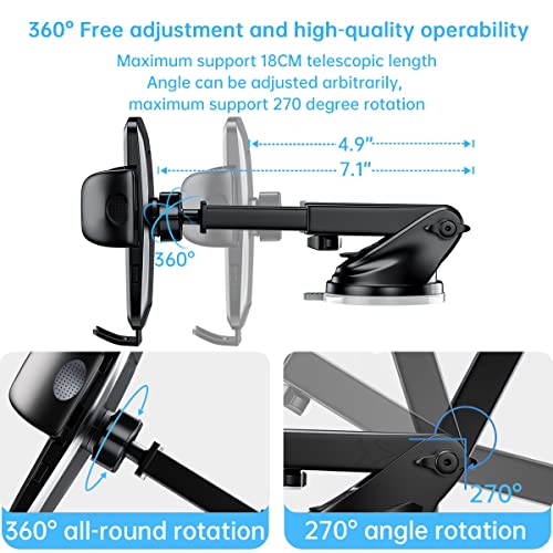 Car Phone Holder Mount 【Stable and Not Falling】 Car Phone Holder, Dashboard Windshield Air Outlet Multifunctional Phone Holder, iPhone 13 Thick Protective Case All Phones…