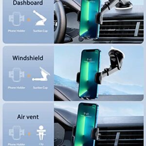 Car Phone Holder Mount 【Stable and Not Falling】 Car Phone Holder, Dashboard Windshield Air Outlet Multifunctional Phone Holder, iPhone 13 Thick Protective Case All Phones…