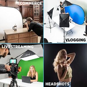 Fovitec Reversible 5'x6.5' Black and White Pop-Up Backdrop with Stand and Clip, for Headshot and Portrait Photography, Vlogging, Video Conference, and Live Stream