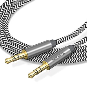 kinps auxiliary audio cable 3.5mm aux cord stereo jack male to male aux cable for phones, headphones, speakers, tablets, pcs, mp3 players and more (10ft/3m, gray)
