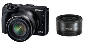 canon eos m3 mirrorless camera (black) with ef-m 18-55mm is stm and ef-m 22mm f/2 stm lenses – international version (no warranty)