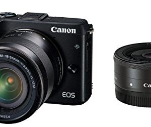 Canon EOS M3 Mirrorless Camera (Black) with EF-M 18-55mm IS STM and EF-M 22mm f/2 STM Lenses - International Version (No Warranty)