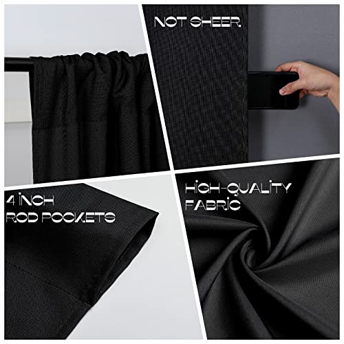Joydeco Black Backdrop Curtain for Parties Wedding, 10x10 Wrinkle Free Black Backdrop Drapes for Birthday Party Home Party, Curtains Backdrop 5ftx10ft 2 Panels with Rod Pockets