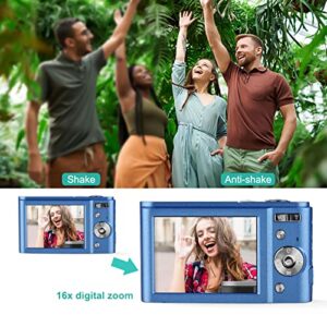 Andoer Portable Digital Camera 48MP 2.7K 2.88-inch IPS Screen 16X Zoom Auto Focus Self-Timer 128GB Extended Memory Face Detection Anti-Shaking with 2pcs Batteries Hand Strap Carry Pouch