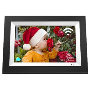 digital picture frame, moolink 10.1 inch wifi digital photo frame with touch screen, hd display, 16gb storage, smart electronic picture frame shares photos via email, app, usb drive, sd card