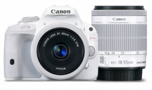 canon dslr camera eos kiss x7 (white) with ef 40mm f2.8 stm + ef-s 18-55mm f3.5-5.6 is stm – international version (no warranty)