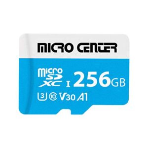 micro center premium 256gb microsdxc card, nintendo-switch compatible micro sd card, uhs-i c10 u3 v30 4k uhd video a1 flash memory card with adapter (256gb)