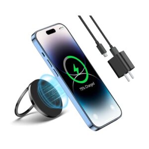 rtops magnetic wireless charger, fast wireless charging pad, travel wireless phone charger with kickstand, compatible for iphone 14/pro/max/plus/13/12, airpods (18w adapter included)