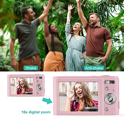 Andoer Portable Digital Camera 48MP 2.7K 2.88-inch IPS Screen 16X Zoom Auto Focus Self-Timer 128GB Extended Memory Face Detection Anti-Shaking with 2pcs Batteries Hand Strap Carry Pouch