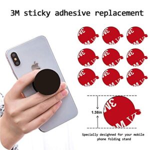 K TOMOTO [10 Pack] 3M VHB Sticky Adhesive Pads for Socket Mount Base, Duble Side Heat Resistant Strong Sticker Replacement Tape for Phone Collapsible Grip & Stand Back, 1.3 Inches, Clear