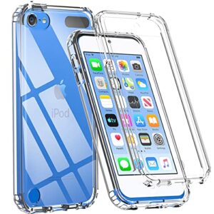 besinpo ipod touch 7th generation case, ipod touch 6th/5th generation case, full-body built-in screen protector rugged protection shockproof clear ipod touch case cover for ipod touch 7/6/5