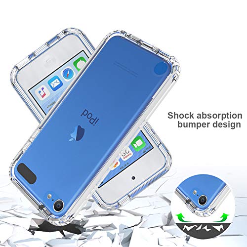 BESINPO iPod Touch 7th Generation Case, iPod Touch 6th/5th Generation Case, Full-Body Built-in Screen Protector Rugged Protection Shockproof Clear iPod Touch Case Cover for iPod Touch 7/6/5