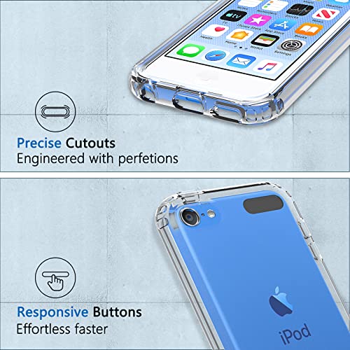 BESINPO iPod Touch 7th Generation Case, iPod Touch 6th/5th Generation Case, Full-Body Built-in Screen Protector Rugged Protection Shockproof Clear iPod Touch Case Cover for iPod Touch 7/6/5