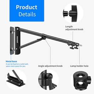 Neewer Wall Mounting Triangle Boom Arm for Ring Light, Monolight, Softbox, Reflector, Umbrella, and Photography Strobe Light, Support 180 Degree Rotation, Max Length 4.3 feet/130cm (Black)