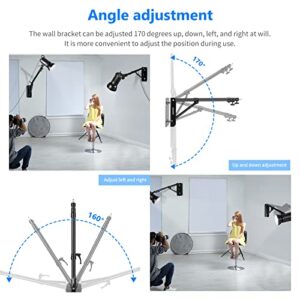 Neewer Wall Mounting Triangle Boom Arm for Ring Light, Monolight, Softbox, Reflector, Umbrella, and Photography Strobe Light, Support 180 Degree Rotation, Max Length 4.3 feet/130cm (Black)