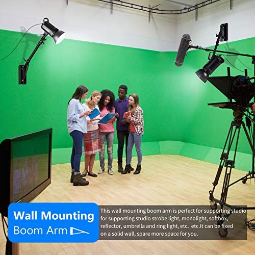 Neewer Wall Mounting Triangle Boom Arm for Ring Light, Monolight, Softbox, Reflector, Umbrella, and Photography Strobe Light, Support 180 Degree Rotation, Max Length 4.3 feet/130cm (Black)