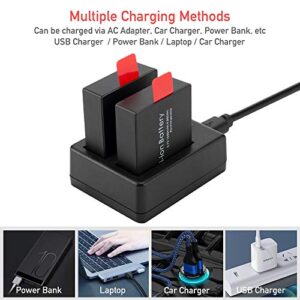 Action Camera Battery Pack, 1350mAh Rechargeable Battery(3-Pack) with USB Dual Charger for Sports Camera, Compatible with AKASO EK7000/CAMPARK/CROSSTOUR/APEMAN and More