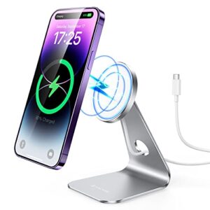 syncwire magnetic wireless charger, fast wireless charging stand compatible magsafe for apple iphone 12/13/14 series, 12 13 14 pro max 12 13 14 pro 14 plus, airpods 3/pro, (power supply not included)