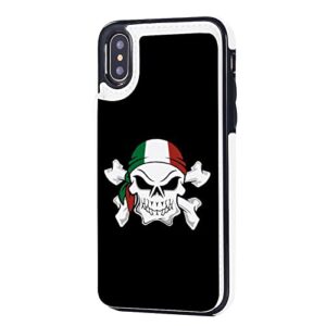 italy pirateflag skull wallet phone cases fashion leather design protective shell shockproof cover compatible with iphone x/xs