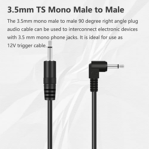 Bolvek 3ft 3.5mm 1/8" Male TS Mono Plug to 90 Degree Right Angle 3.5mm Male Mono Jack Audio Cable