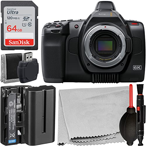 Ultimaxx Essential Accessory Bundle with Blackmagic Design Pocket Cinema Camera 6K G2. Includes: 64 Ultra Memory Card + Seller Replacement Battery + Dust Blower + Utility Brush + More.