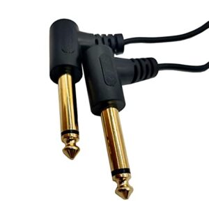 Qaoquda 1/4 inch Splitter Cable, 1 Feet Gold Plated 6.35mm Female to Dual 2 x 1/4" Male TS Mono 90 Degree Right Angle Y Splitter Audio Cable (635F/2M)