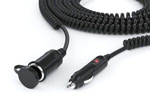 pwr+ 12v car charger cigarette ligher socket power plug extension cord cable 18awg ul listed (12 ft uncoiled / 2.5 ft coiled)