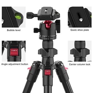 PHOPIK 64" Camera Tripod, Aluminum Camera Tripod for DSLR,Compact Tripod with 360° Panorama Ball Head, Professional Camera Tripod for Travelling, Learning and Working