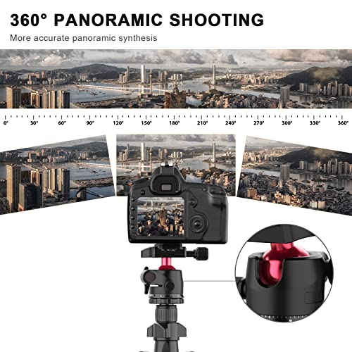 PHOPIK 64" Camera Tripod, Aluminum Camera Tripod for DSLR,Compact Tripod with 360° Panorama Ball Head, Professional Camera Tripod for Travelling, Learning and Working