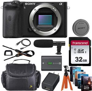 sony alpha a6600 mirrorless digital camera 24.2mp 4k (body only) + 32gb memory card, sturdy equipment carrying case, spider tripod, software kit and more