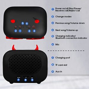 ENUOSUMA Kids Bluetooth Speaker, Cute Bluetooth Speaker, Helloween Devil Small Bluetooth Speakers with Loud Stereo Sound, Little Cute Speakers Support TF Card/Aux/MIC, for Kids Boys Girls Teens, BS29